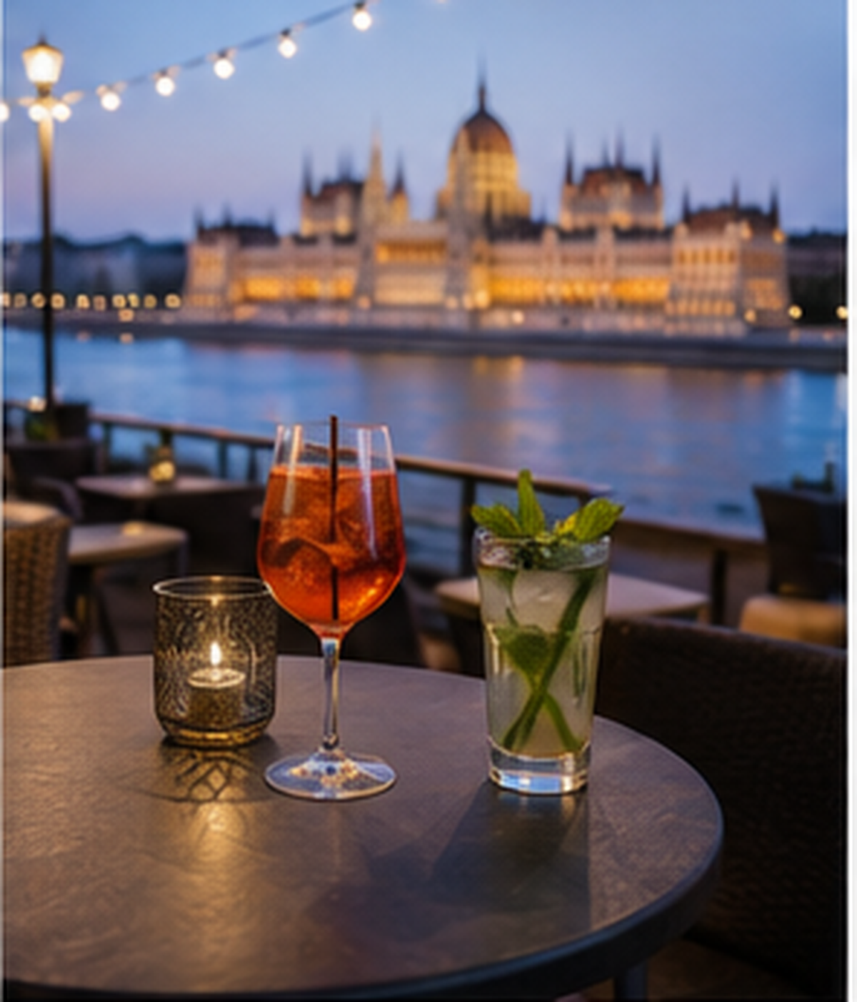 Terasz esti budapesti kilátással