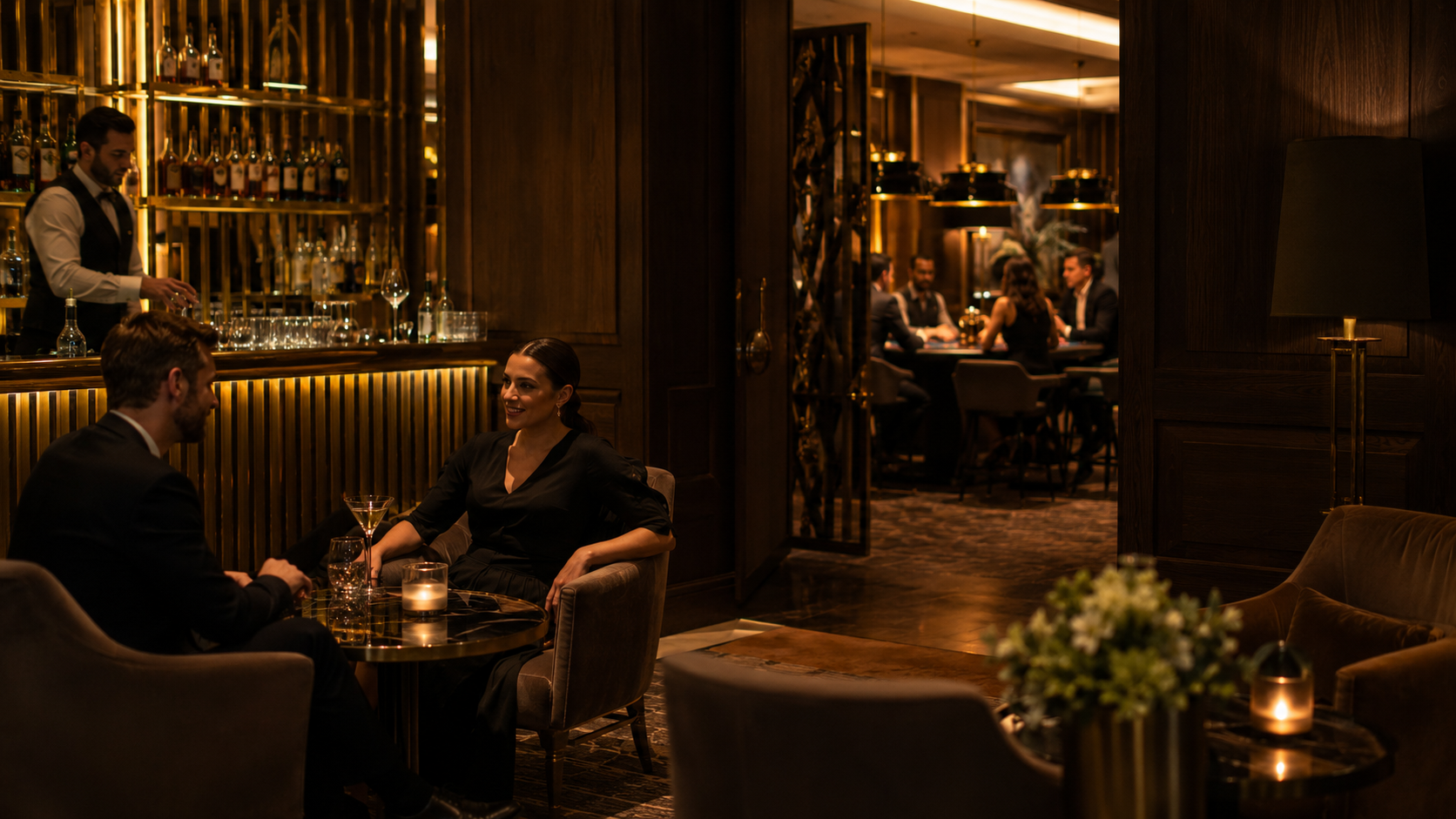 Bárkapcsolattal működő kaszinó lounge a BudaSpin hotelben
